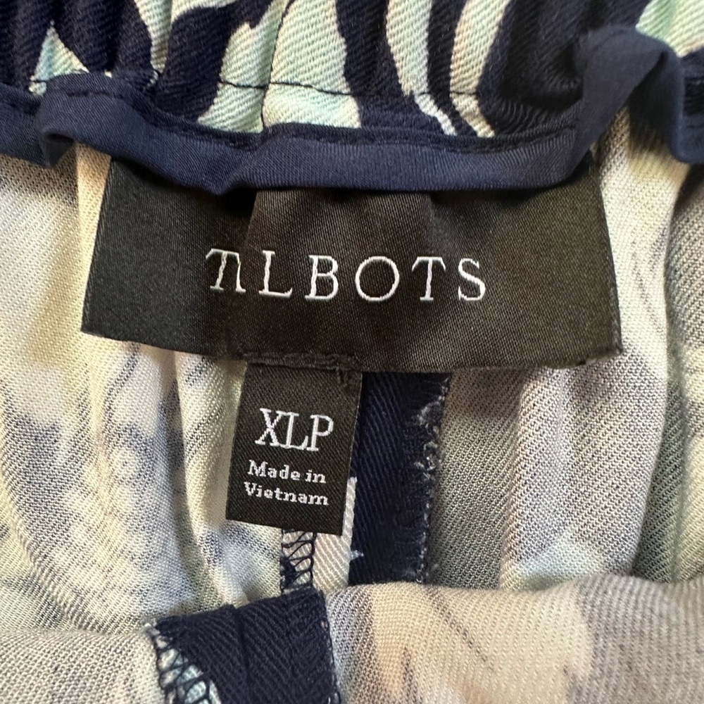 Talbots Wide Leg Pull On Belted Pants Delightful Flowers Blue Floral XLP - Picture 6 of 8